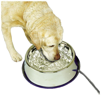 K&H Pet Products Thermal-Bowl Outdoor Heated Cat & Dog Water Bowl Stainless Steel 102 Ounces