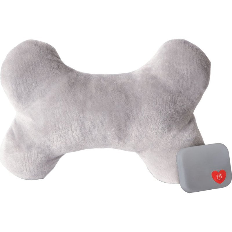 K&H Pet Products Mother's Heartbeat Calming Dog Toy Bone Pillow Gray Medium Breed Heartbeat 10 Inch