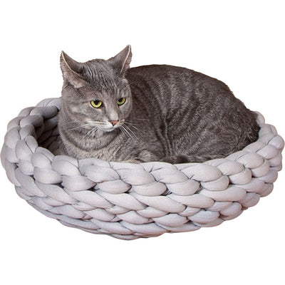 K&H Pet Products Knitted Cat Bed, Round Flexible Pet Bed Gray 17 X 4 Inches