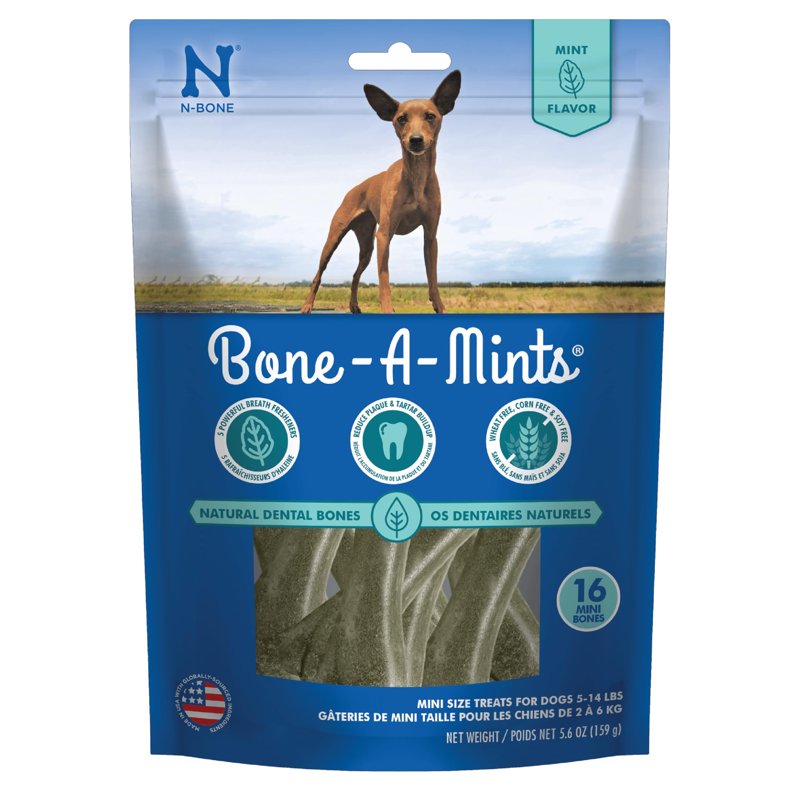 N-Bone Bone-A-Mints Mint Flavor Daily Dental X-Small Bone for Dogs, 5.6 oz.