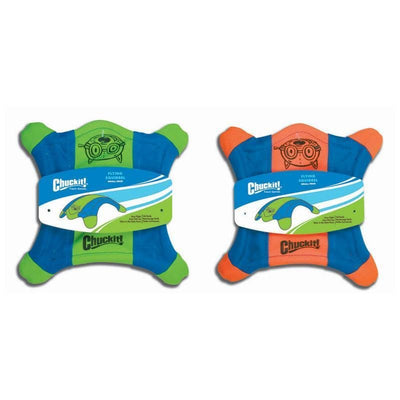 Chuckit! Flying Squirrel Fetch Dog Toy - Water Floating Flyer - Soft and Durable Polyester Canvas Construction - For Small Dogs - Size Small - 8.25-inch Diameter - Pack of 1 - Orange and Blue