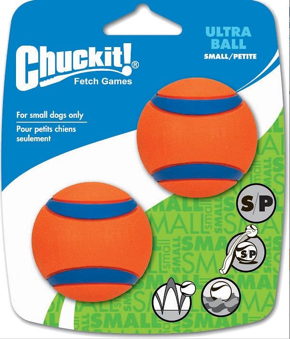 Chuckit! Ultra Ball Dog Toy - Small Bouncy Fetch Balls For Dogs 0-20 lbs - Made from Durable Rubber - Floating Water Pet Toys - Size Small - 2-inch Diameter - Pack of 2