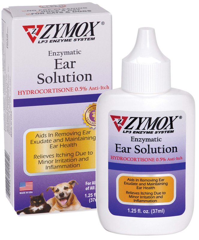 ZYMOX Enzymatic Ear Solution with 0.5-Percent Hydrocortisone, for Dog & Cat, 1.25 oz