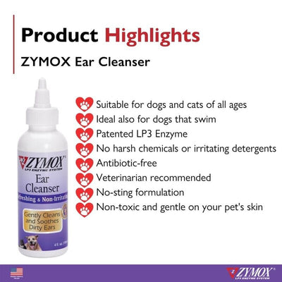 Zymox Ear Cleanser Solution for Dogs and Cats, 4oz