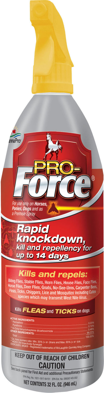 Front view of a Pro-Force spray bottle with yellow cap and red label.