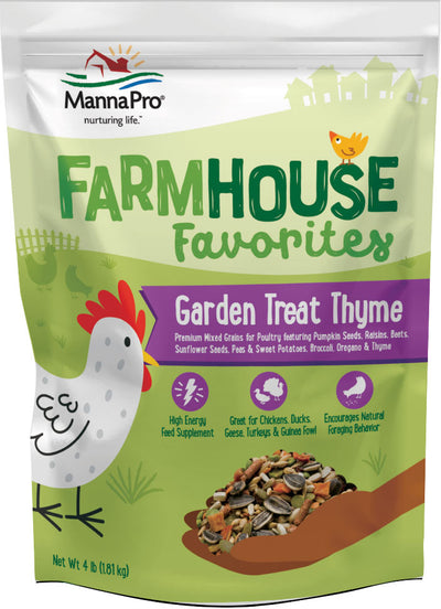 Front view of a MannaPro Farmhouse Favorites Garden Treat Thyme 4 lb packaged product.