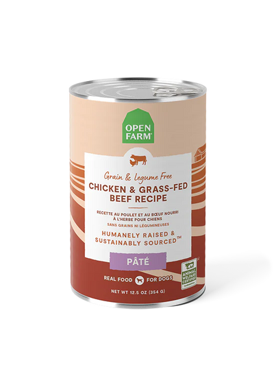 Open Farm Grain Free Chicken & Grass-Fed Beef Pate Wet Dog Food, 12.5 oz Can