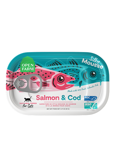 Open Farm Grain Free Salmon & Cod Topper for Cats, 3.17 oz Can