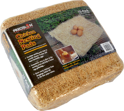 Packaged Precision Excelsior Chicken Nesting Pads, 10-pack, 13x13 inch, beige, front view