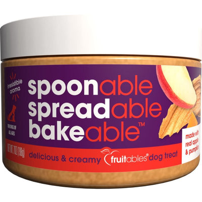 Fruitables Spreads - Spreadable Dog Treat - Bakeable Dog Treat - Real Apple & Pumpkin - Human-Grade 100% Natural Ingredients - Great for All Dogs - 7 Ounces