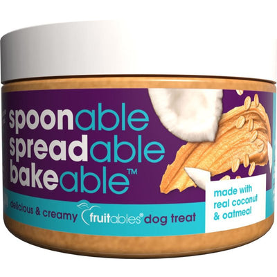 Fruitables Spreads - Spreadable Dog Treat - Bakeable Dog Treat - Real Coconut & Oatmeal - Human-Grade 100% Natural Ingredients - Great for All Dogs - 7 Ounces