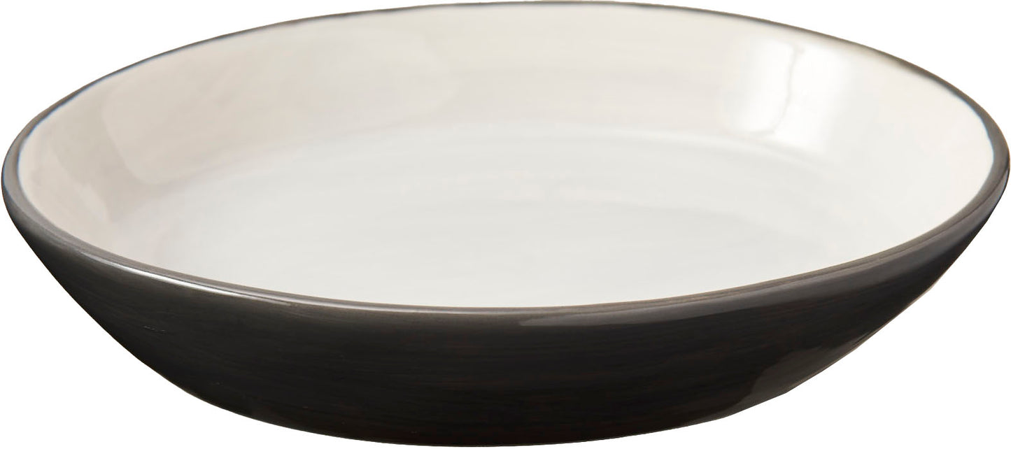 Spot 2 Tone Gray Stoneware Oval Cat Dish