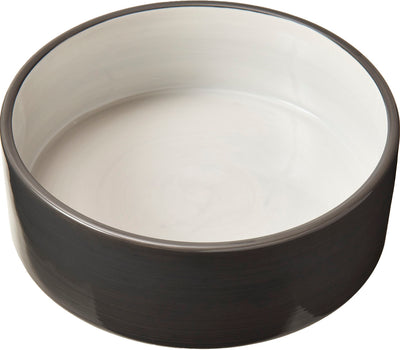 SPOT Two Tone Gray Dog Dish - Round Ceramic Food/Water Bowl for Pets, Stoneware Dish with High Walls, Ideal for Medium Dogs, Reptiles & Other Pets, Dishwasher Safe - 7in, 5 Cups (40oz)