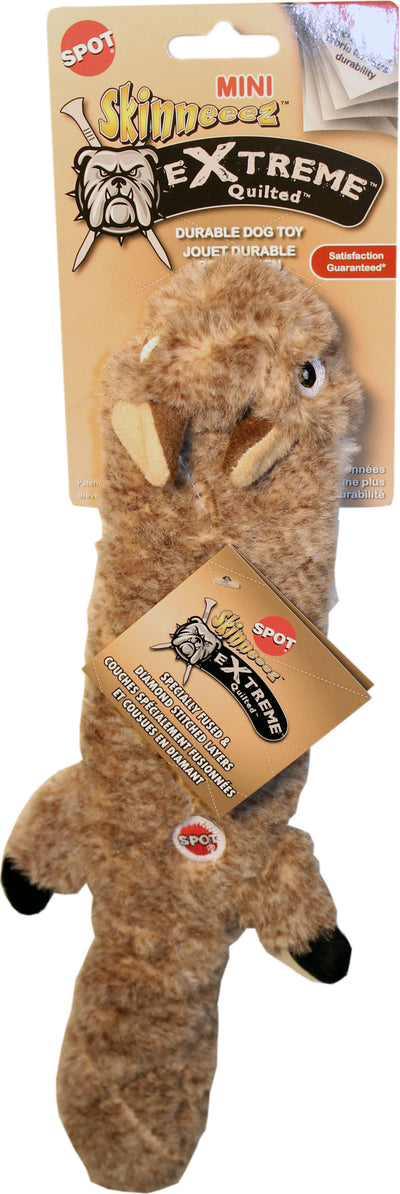 SPOT Skinneeez Extreme Quilted Squirrel- Durable, Stuffing Free Dog Toy with 4 Layers of Diamond Stitched Fabric & 2 Squeakers- Ideal For Small & Medium Aggressive Puppies and Dogs- 14in