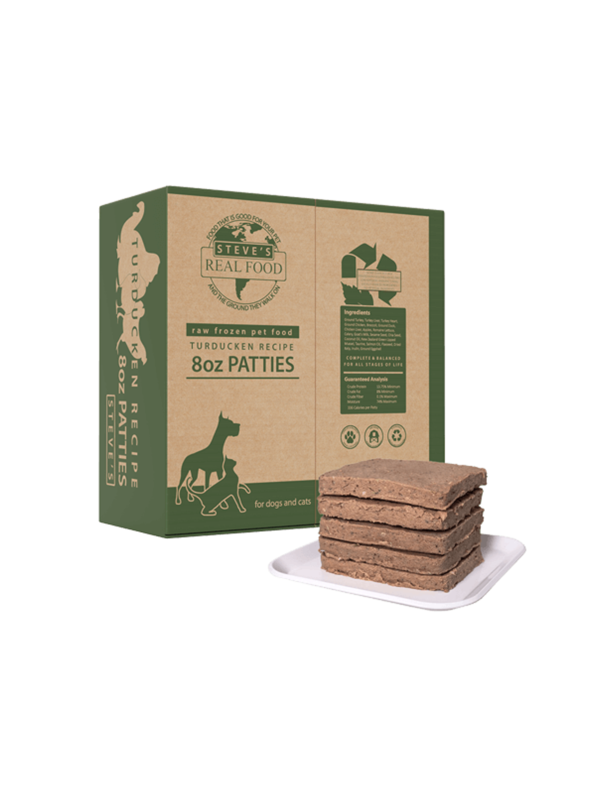 Steve's Real Food Frozen Raw Dog Food Turducken Recipe Patties, 13.5 lb
