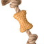 LOVE THE EARTH NATURAL RUBBER BONE W/ ROPE DOG TOY