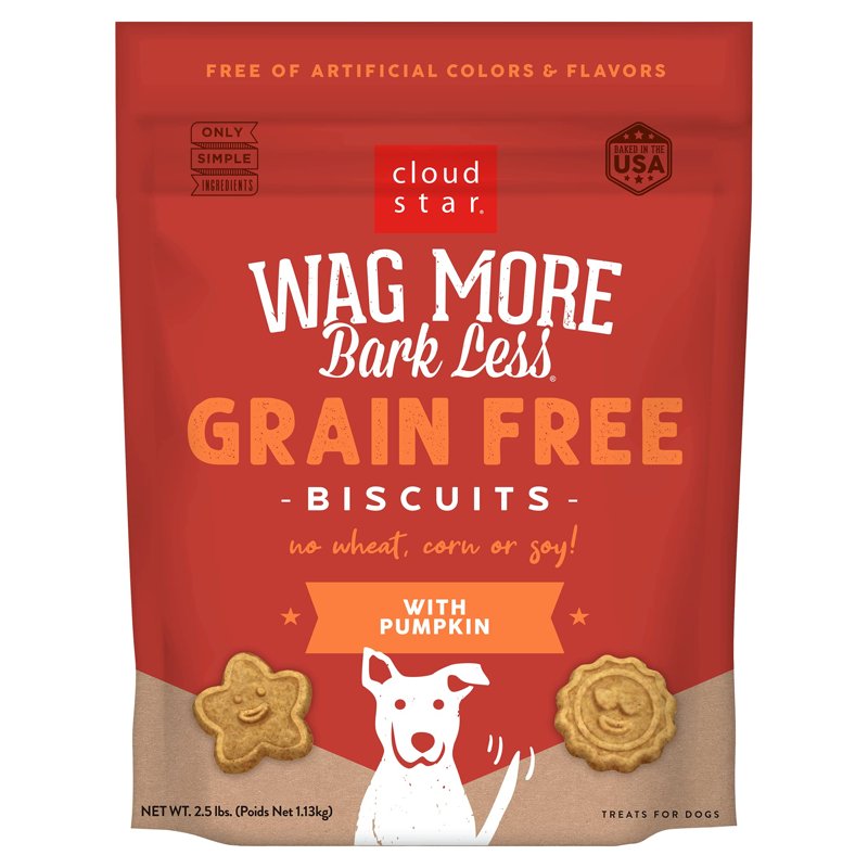 Cloud Star Wag More Bark Less Crunchy Grain Free Dog Treats, Pumpkin, 2.5 lb. Pouch