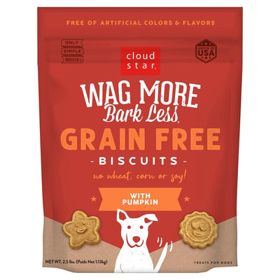 Cloud Star Wag More Bark Less Crunchy Grain Free Dog Treats, Pumpkin, 2.5 lb. Pouch