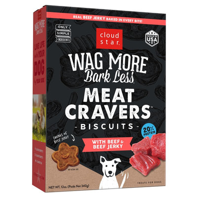 Cloud Star Wag More Bark Less Meat Cravers Crunchy Dog Treats, Beef, 12 oz. Box