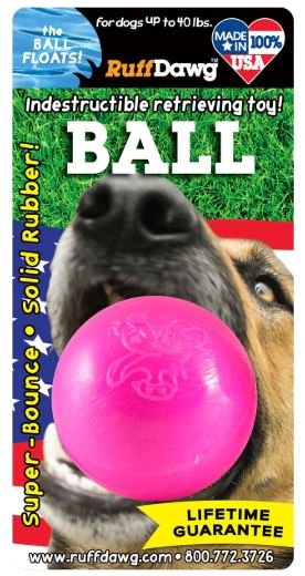 Ruff Dawg Ball - Regular Size Tough Dog Toy - Made in The USA Assorted Neon Colors for Easy Visibility - Floats for Fun Play