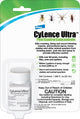 Packaged product: Elanco CyLence Ultra Pest Control Concentrate 32 mL bottle in blister pack with product label and insect images.