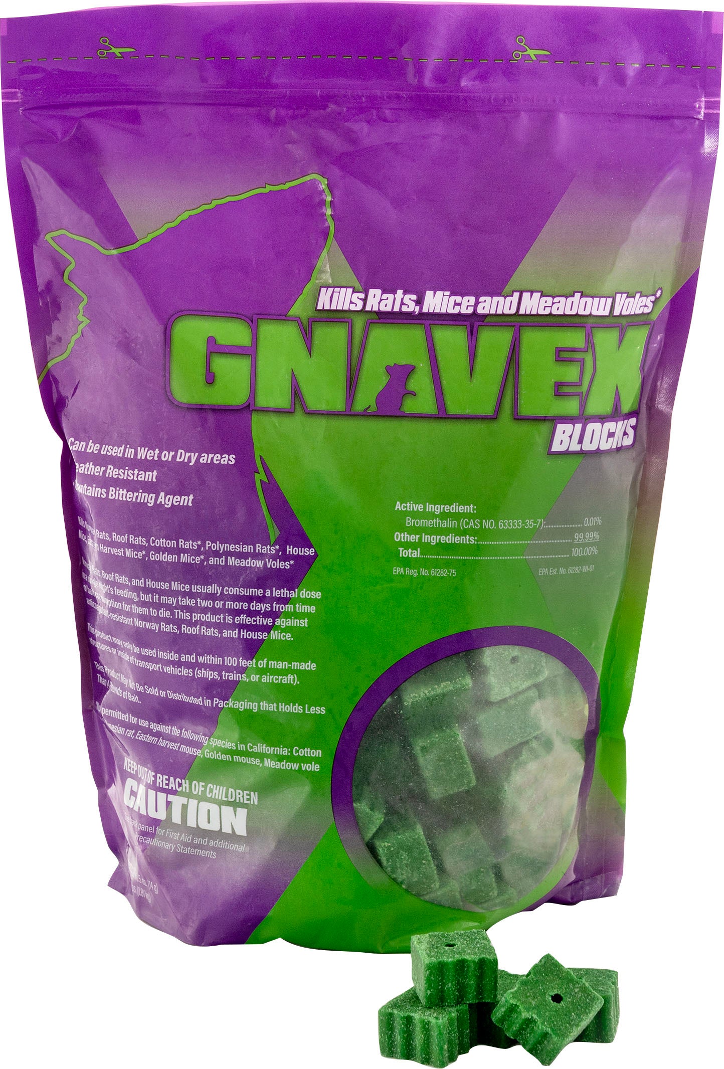 Gnavex Rats Mice & Voles Bait Blocks Pouch