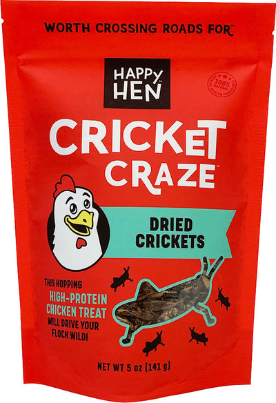 Red packaged product front view of Happy Hen Cricket Craze dried crickets, 5 oz.