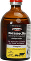 Front view of a brown bottle with red cap labeled Durvet Doramectin 1% Injectable 100 mL