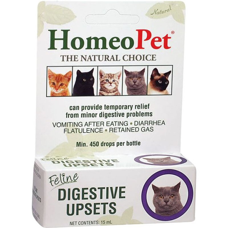 HomeoPet Feline Digestive Upsets, Natural Cat Digestive Support, Digestive Supplement for Cats, 15 Milliliters