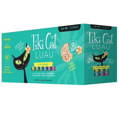 Tiki Cat Luau Grain-Free, Low-Carbohydrate Wet Food with Poultry or Fish in Consomme for Adult Cats & Kittens, 2.8oz, 12pk, Variety