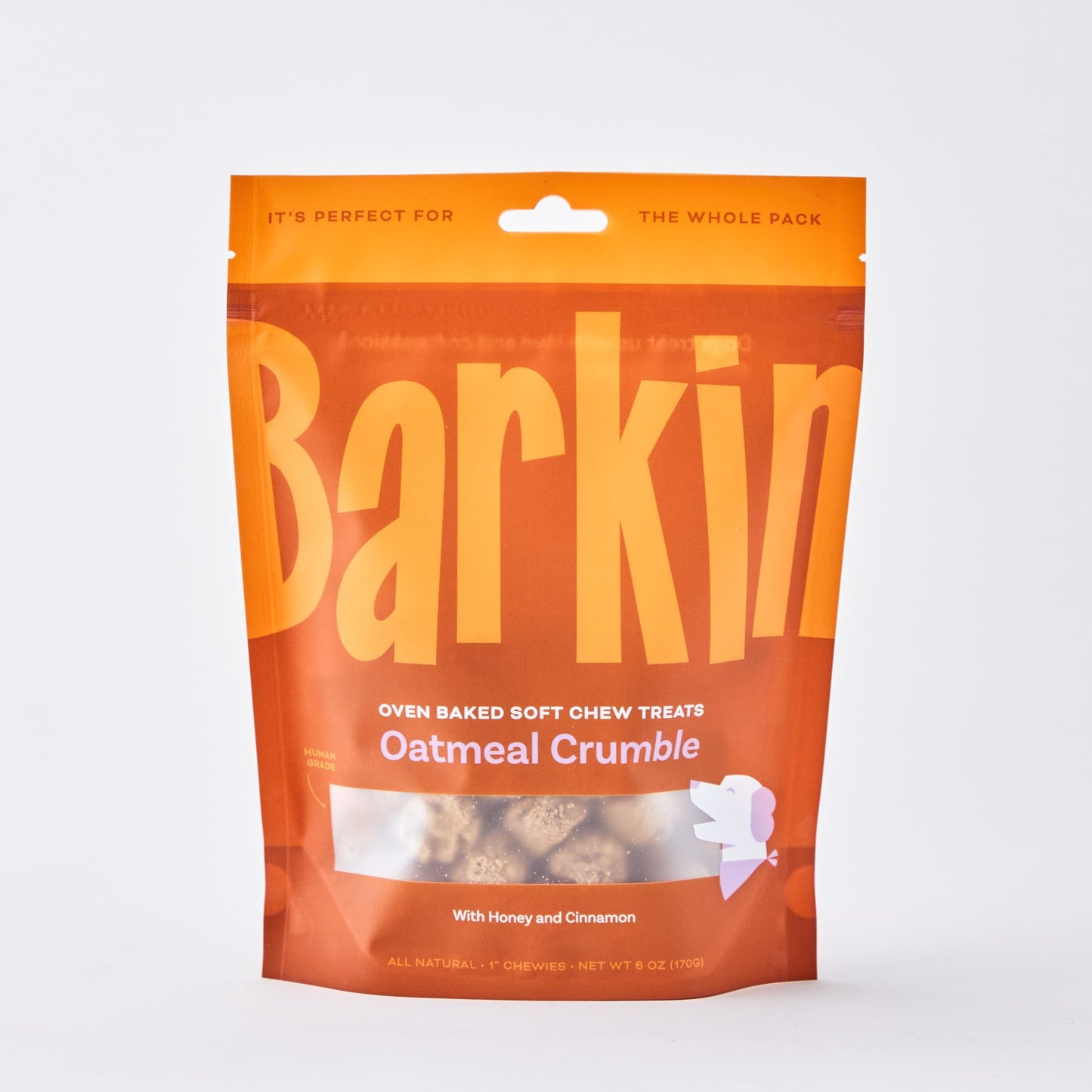 Barkin Oatmeal Crumble All-Natural Oven Baked Soft Chew Treats for Dogs, Everyday Dog Treats, Wheat-Free, Corn-Free, Soy-Free, Made with Human Grade Ingredients and Made in The USA, 6oz.