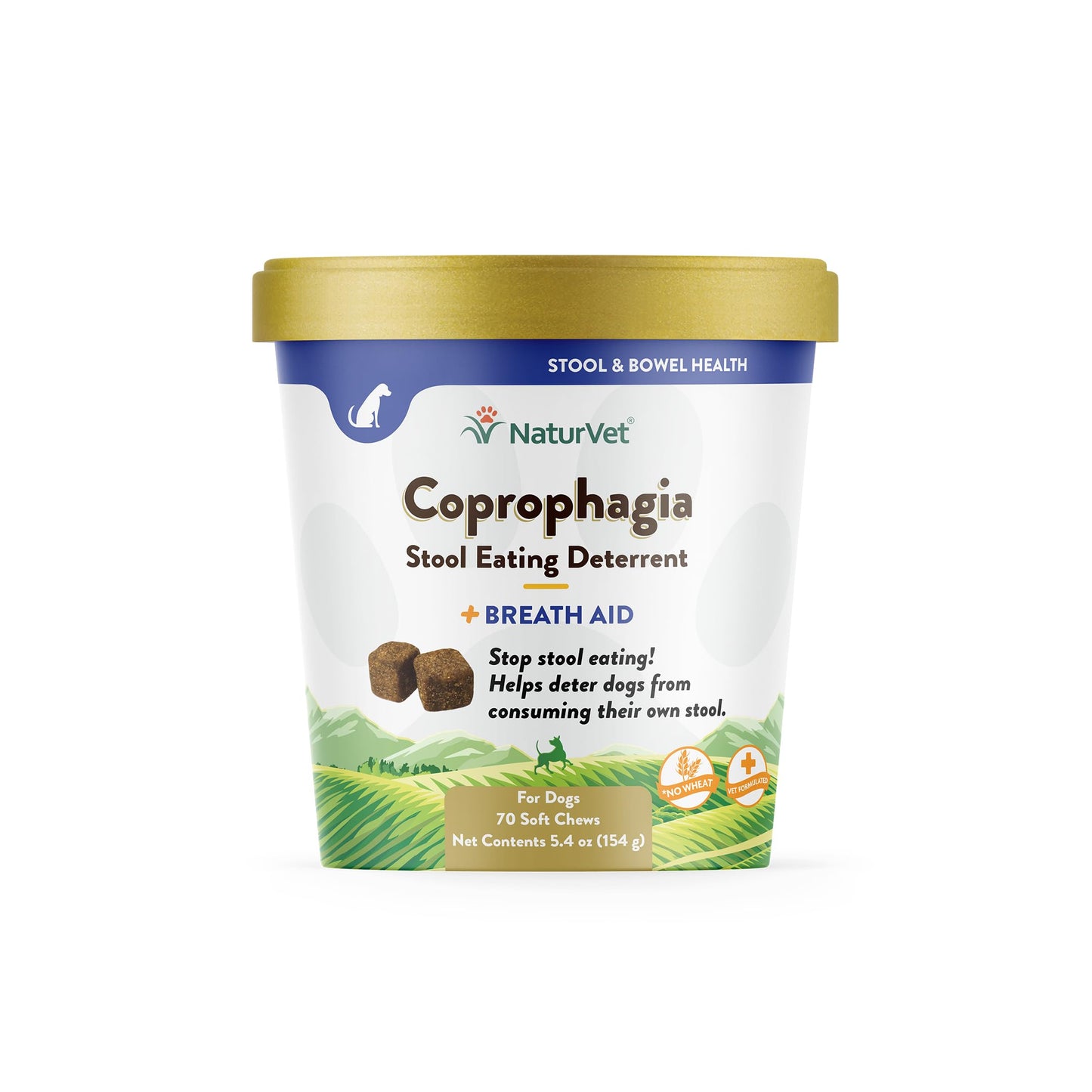 NaturVet - Coprophagia Stool Eating Deterrent Plus Breath Aid - Deters Dogs from Consuming Stool - Enhanced with Breath Freshener, Enzymes & Probiotics - 70 Soft Chews