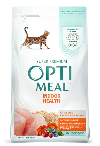 Optimeal Indoor Cat Dry Food- Chicken & Brown Rice Healthy Recipe Cat Food Dry for Adult Cats - Proudly Ukrainian