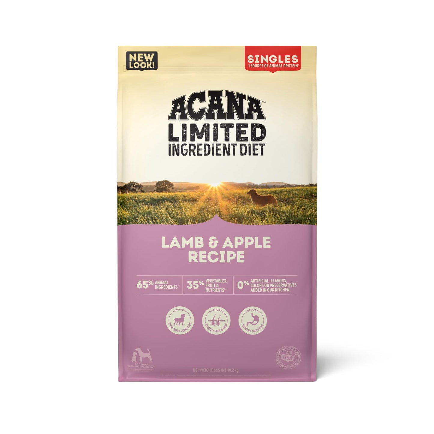 ACANA Singles Limited Ingredient Dry Dog Food, Grain Free Lamb & Apple Dog Food Recipe, 22.5lb