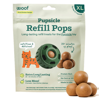 WOOF Pupsicle Refill Pops, Delicious Long Lasting Dog Treats, Refills for The Pupsicle, Pre-Made Dog Treats for Dogs, Natural Ingredients, Low-Mess Chicken Pet Treats - XL Pops - 5 Count