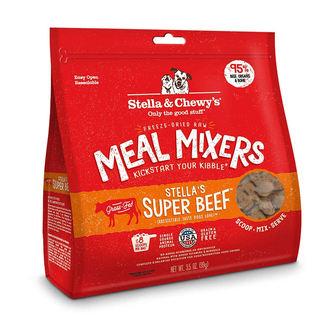 Stella & Chewy's Freeze Dried Raw Super Beef Meal Mixer - Dog Food Topper for Small & Large Breeds - Grain Free, Protein Rich Recipe - 3.5 oz Bag