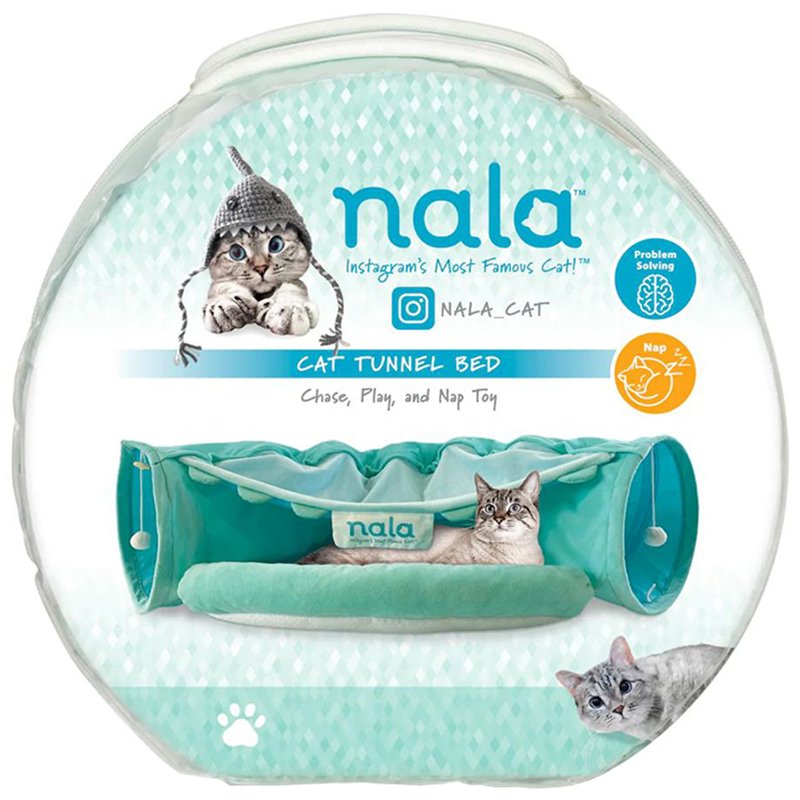 Caitec Presents Nala Cat Tunnel Bed - Collapsible Cat Cave - Includes Toys