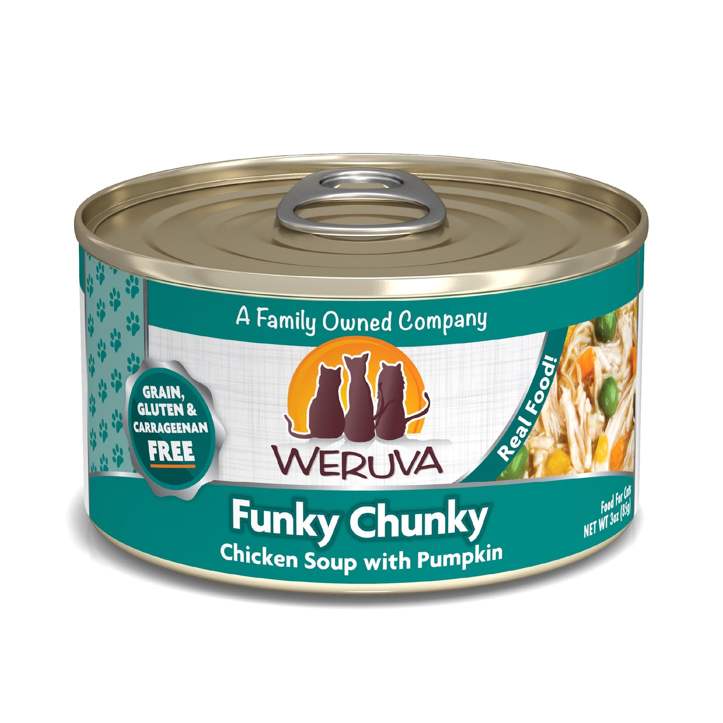 Weruva Classic Cat Food, Funky Chunky Chicken Soup with Pumpkin in Chicken Soup, 3oz Can (Pack of 24)