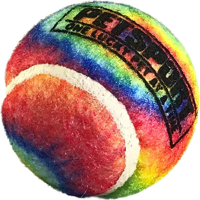 PetSport Tie Dye Squeak Tennis Ball Dog Toys | 3 Pack Medium (2.5") Pet Safe Felt & Extra-Thick Rubber Balls for Durability and Bounce | Play Fetch, Launch, Chuck or Toss