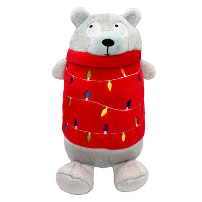 Huxley & Kent for Dogs | Deck The Bear (Small) | Christmas Holiday Power Plush Dog Toy with Squeaker | Funny Dog Toy Gift | Fun, Durable, and Safe | H&K Squeaky Dog Toys