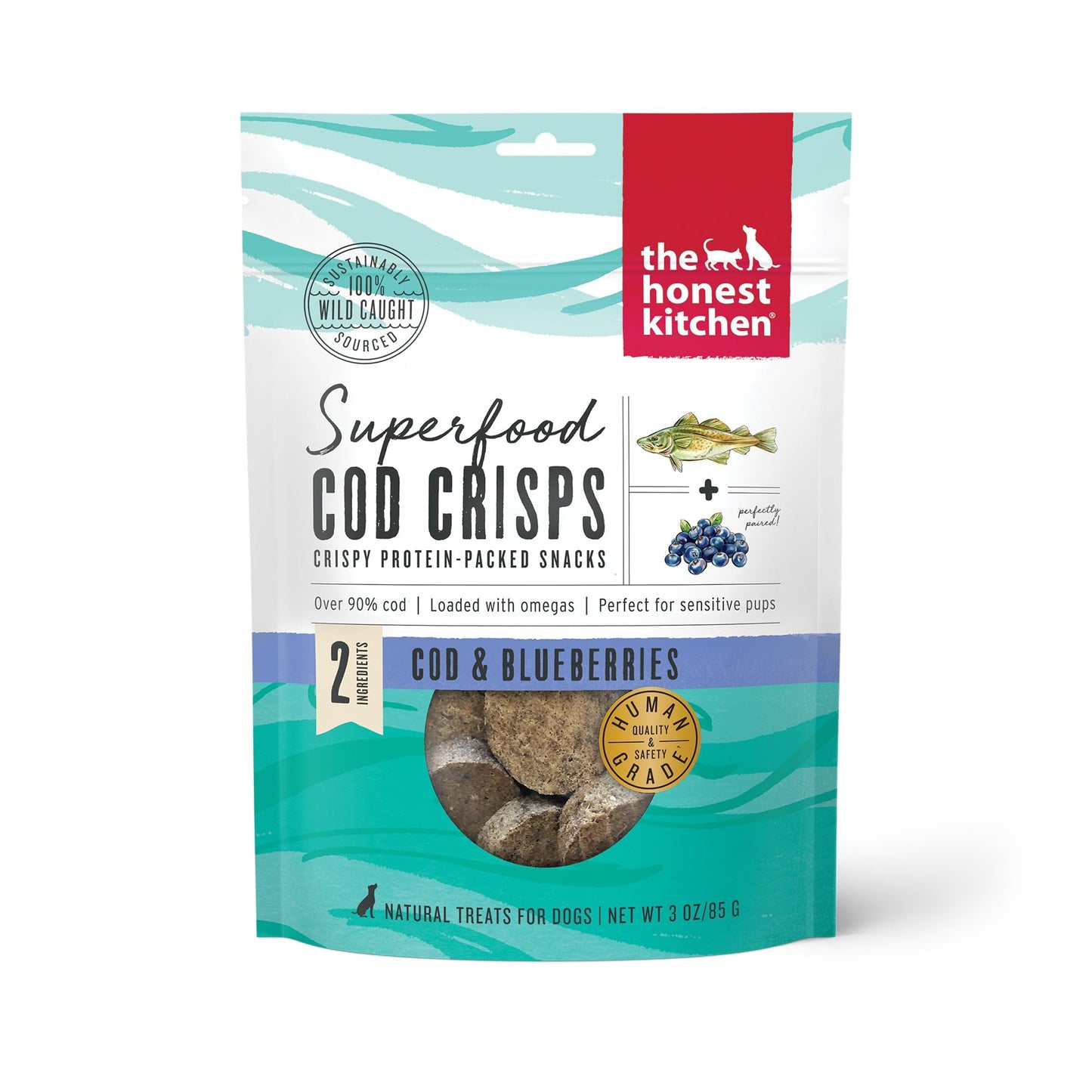 The Honest Kitchen Superfood Cod Crisps: Cod & Blueberry, 3 oz