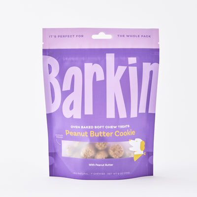 Barkin Peanut Butter Cookie All-Natural Oven Baked Soft Chew Treats for Dogs, Everyday Dog Treats, Wheat-Free, Corn-Free, Soy-Free, Made with Human Grade Ingredients and Made in The USA, 6oz.