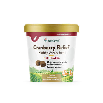 NaturVet - Cranberry Relief Plus Echinacea - Helps Support a Healthy Urinary Tract & Immune System - 60 Soft Chews