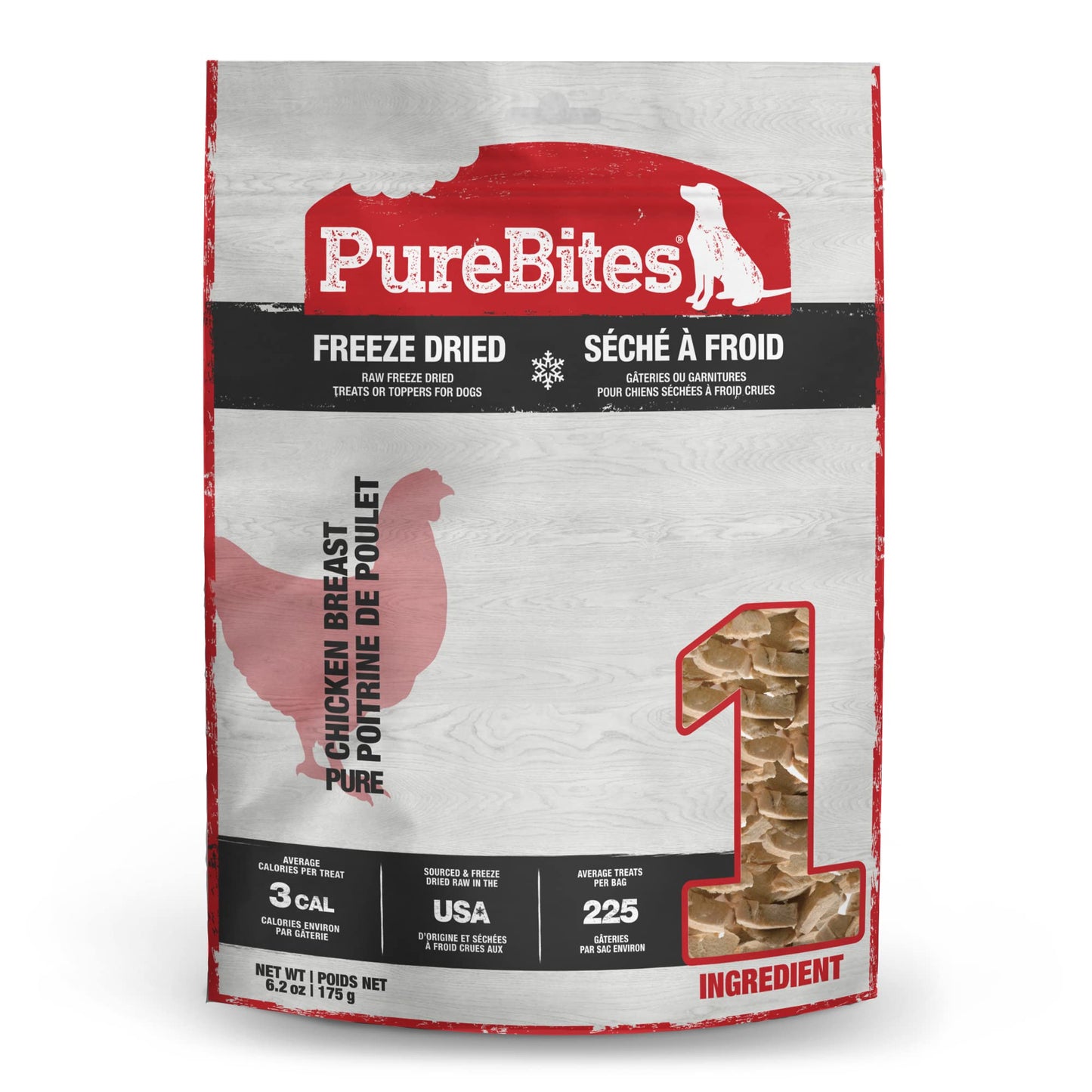 PureBites Chicken Freeze Dried Dog Treats, 1 Ingredient, Made in USA, 6.2oz