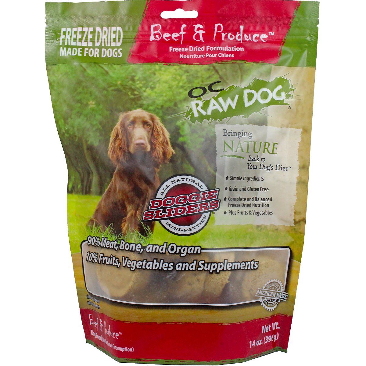 OC Raw Freeze Dried Beef & Produce Patties 14oz