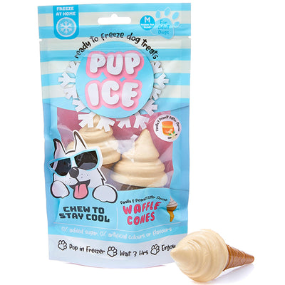 SPOT Pup Ice- Ready to Freeze at Home Dog Treats-Edible Chews for Medium Breed Dogs & Puppies with Real Chicken to Keep Your Pup Cool Year Round, Waffle Cone Vanilla and Peanut Flavor, 2pcs