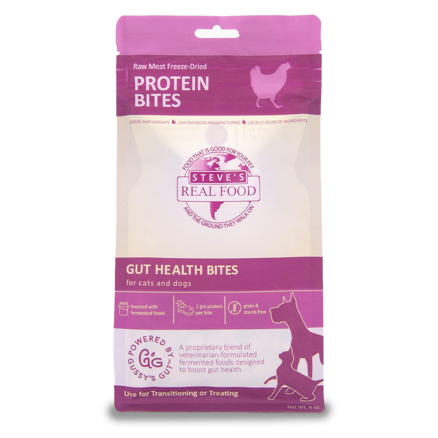 Steve's Real Food Freeze Dried Protein Bites Treats for Dogs and Cats, Chicken Recipe, 4oz