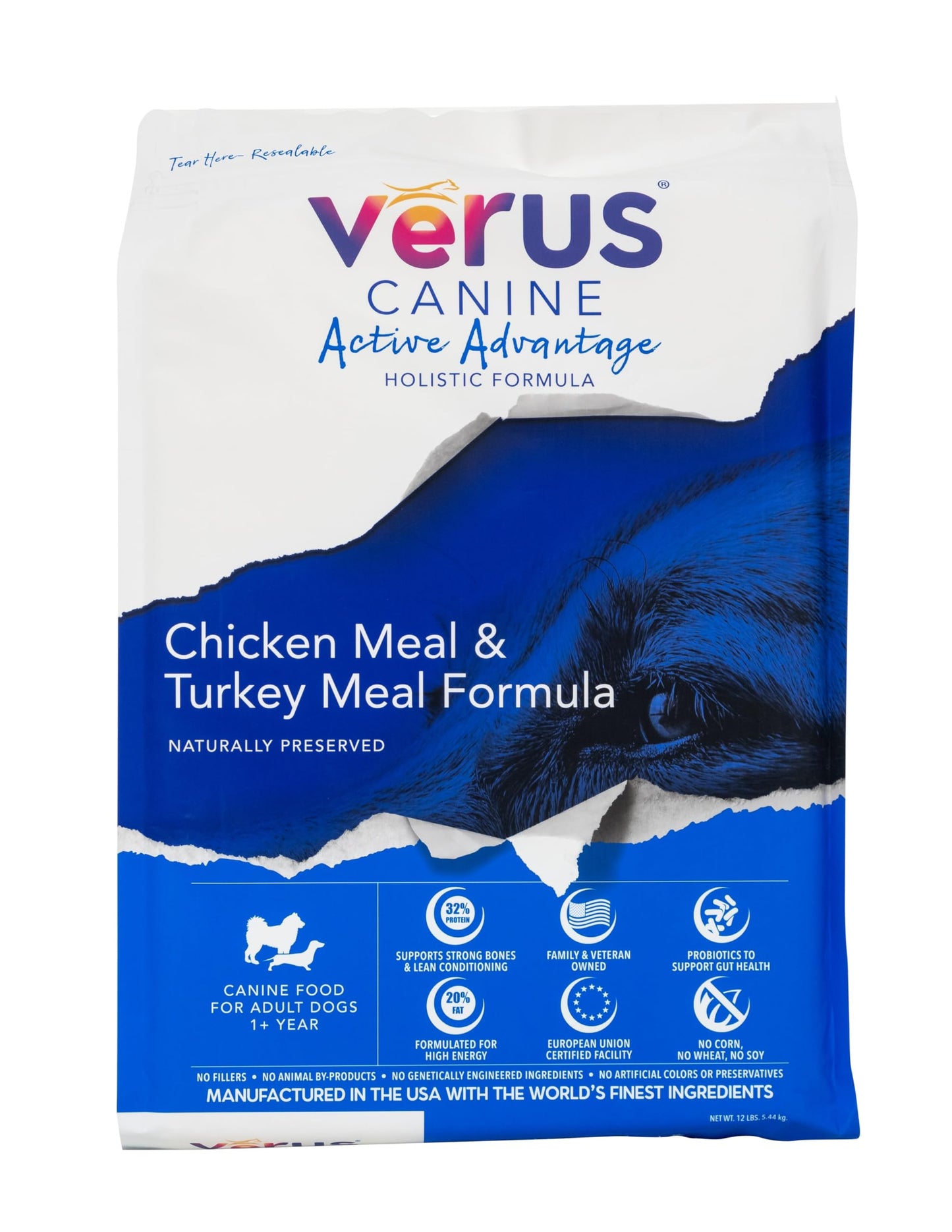 VeRUS Pet Foods Dry Dog Food Chicken, Active Advantage Formula (35lb)