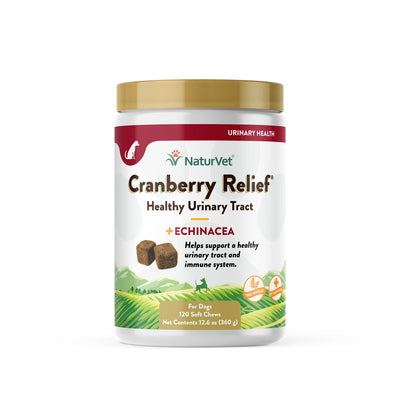 NaturVet - Cranberry Relief Plus Echinacea - Helps Support a Healthy Urinary Tract & Immune System - 120 Soft Chews