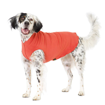 Gold Paw Stretch Fleece Dog Coat, Stretchy Pet Sweater, Machine Washable Pullover for Winter and Fall, Paprika, 14